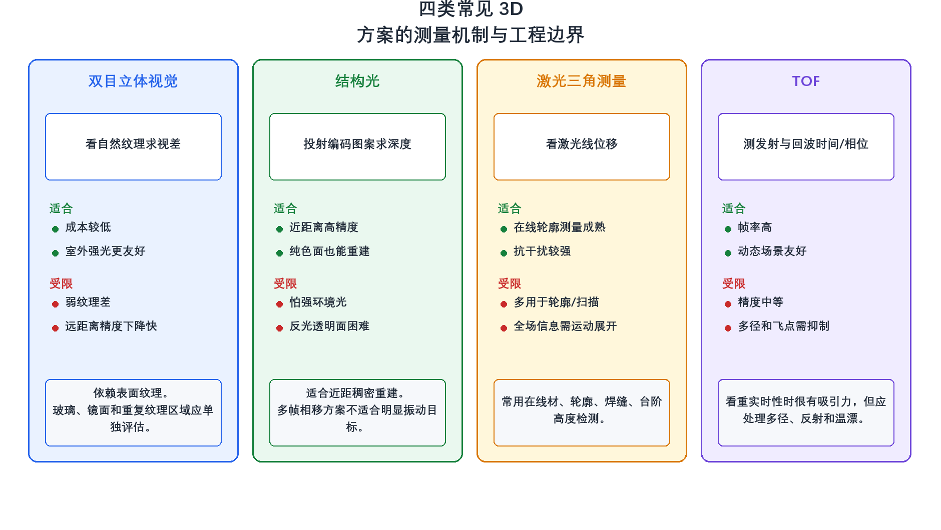 常见3D视觉技术方案对比